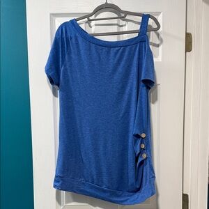 Casual Blue Short Sleeve Women's Top